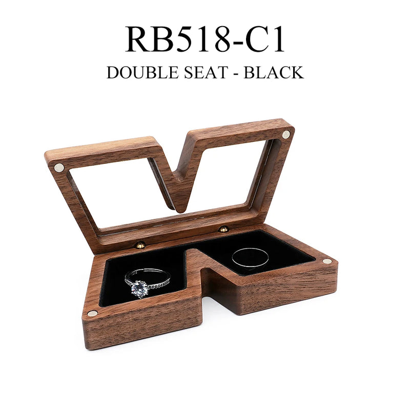 Wood Engagement Ring Box for Proposal Small Jewelry Storage Box