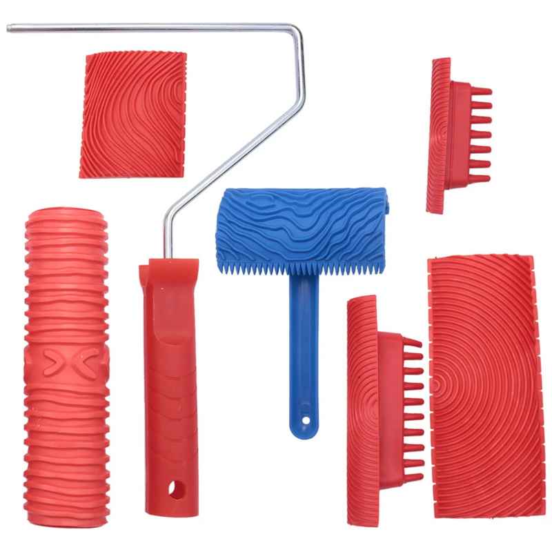Wood Grain Tool Set, 6Pcs 7 inch Wood Texture Paint Roller Wood Pattern Tools