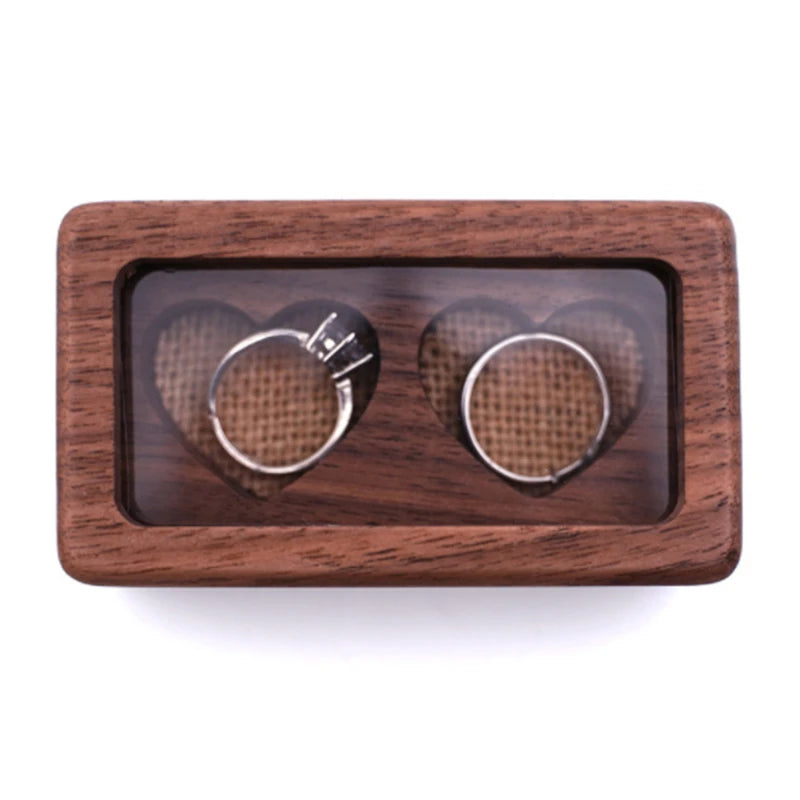 Wood Jewelry Box Engagement Wedding Ceremony Ring Storage Portable Ring Holder