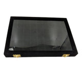 Lockable Wood Jewelry Box Earring Storage w/ Glass Lids