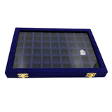 Lockable Wood Jewelry Box Earring Storage w/ Glass Lids