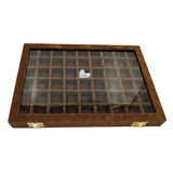 Lockable Wood Jewelry Box Earring Storage w/ Glass Lids
