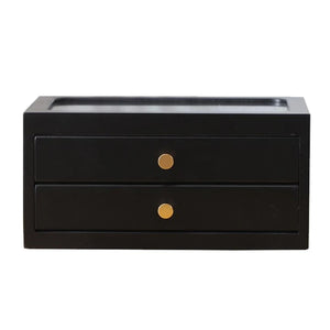 Wood Jewelry Box Dual Layer Flocking Pad Earring Bracelet Storage Case