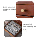 Wood Jewelry Box Dual Layer Flocking Pad Earring Bracelet Storage Case