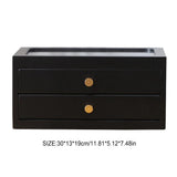 Wood Jewelry Box Dual Layer Flocking Pad Earring Bracelet Storage Case