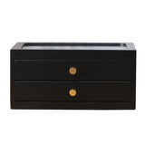 Wood Jewelry Box Dual Layer Flocking Pad Earring Bracelet Storage Case