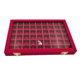 Wood Jewelry Display Tray with Glass Lids Organizer Showcase