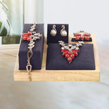 Wood Jewelry Set Display Stand Necklace Earrings Holder