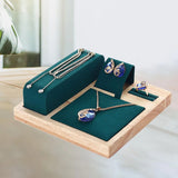 Wood Jewelry Set Display Stand Necklace Earrings Holder