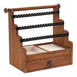 Wood Jewelry Stand with Drawer 5 Tier Storage Organizer