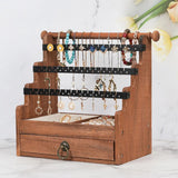 Wood Jewelry Stand with Drawer 5 Tier Storage Organizer