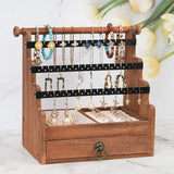 Wood Jewelry Stand with Drawer 5 Tier Storage Organizer