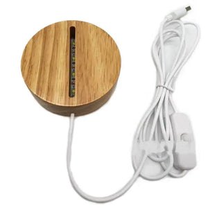 Wood LED Display Base, Round Stand for Laser Crystal Glass