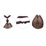 Wood Lucky Fish Pendant on Vintage Leather Necklace Chain