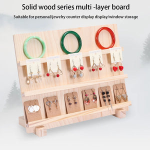 Wood Multi-Layer Jewelry Display Stand Earrings Bracelet Rack
