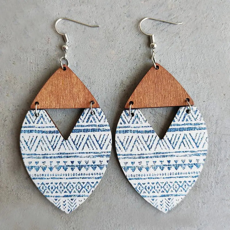 Wood Reindeer Santa Claus Earrings Merry Christmas Jewelry