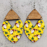 Wood Reindeer Santa Claus Earrings Merry Christmas Jewelry