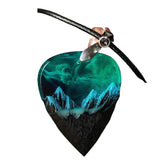 Resin Heart Pendants Mountains Necklace Couple Birthday Gift