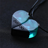 Resin Heart Pendants Mountains Necklace Couple Birthday Gift