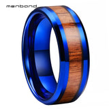 Wood Inlay Tungsten Wedding Band 8MM Comfort Fit