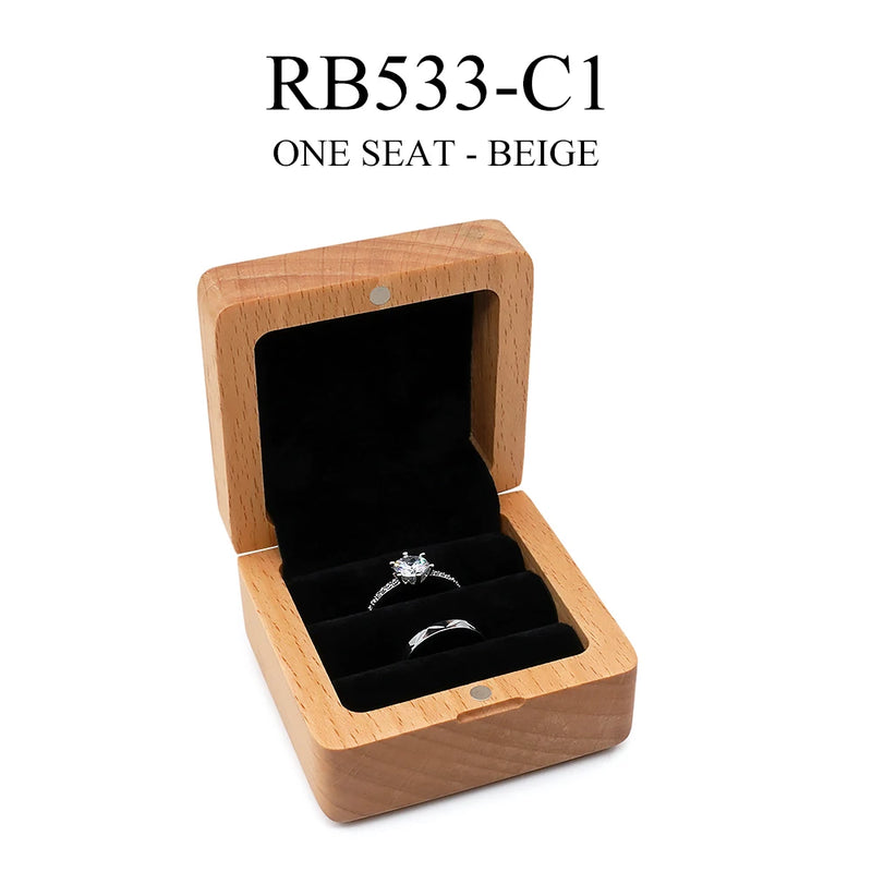 Wood Ring Box Engagement Wedding Ceremony Ring Storage Proposal Bead Case