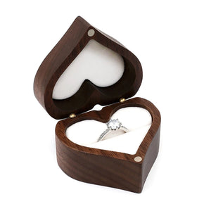 Wood Ring Box Heart Shaped Jewelry Organizer