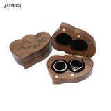 Wood Ring Box Heart Shaped Velvet Interior Jewelry Holder