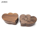 Wood Ring Box Heart Shaped Velvet Interior Jewelry Holder