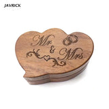 Wood Ring Box Heart Shaped Velvet Interior Jewelry Holder