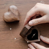 Wooden Ring Box with Magnet Heart Shaped Soft Interior