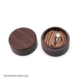 Vintage Brown Wood Ring Box Engraved Letter Romantic Proposal Wedding