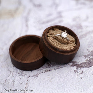 Vintage Brown Wood Ring Box Engraved Letter Romantic Proposal Wedding