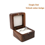 Vintage Velvet Ring Box for 2 Rings Walnut