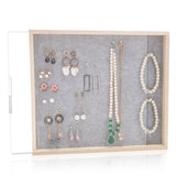 Wood Rings Display Stand with Cover, Vertical Storage Holder
