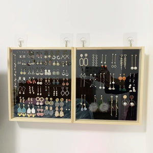Wood Rings Display Stand with Cover, Vertical Storage Holder