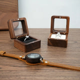 Wood Rings Jewelry Organizer w/ Single/Double Slot Display Travel Case