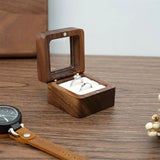 Wood Rings Jewelry Organizer w/ Single/Double Slot Display Travel Case