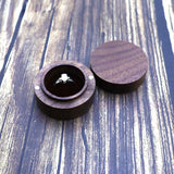 Wood Round Ring Storage Box Walnut Stud Earrings Box