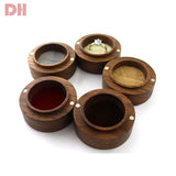 Wood Round Ring Storage Box Walnut Stud Earrings Box