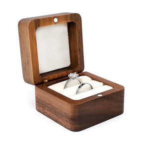 Wood Square Jewelry Box Ring Case Necklace Organizer