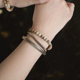 Wood Stone Metallic Brass Bracelet Row Jewelry For Men Women