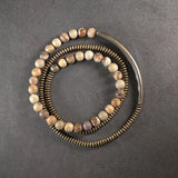 Wood Stone Metallic Brass Bracelet Row Jewelry For Men Women