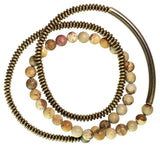 Wood Stone Metallic Brass Bracelet Row Jewelry For Men Women