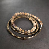 Wood Stone Metallic Brass Bracelet Row Jewelry For Men Women