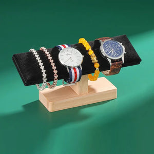 Wood T-Bar Watch Chain Bracelet Stand Bangle Necklace Storage Shelf