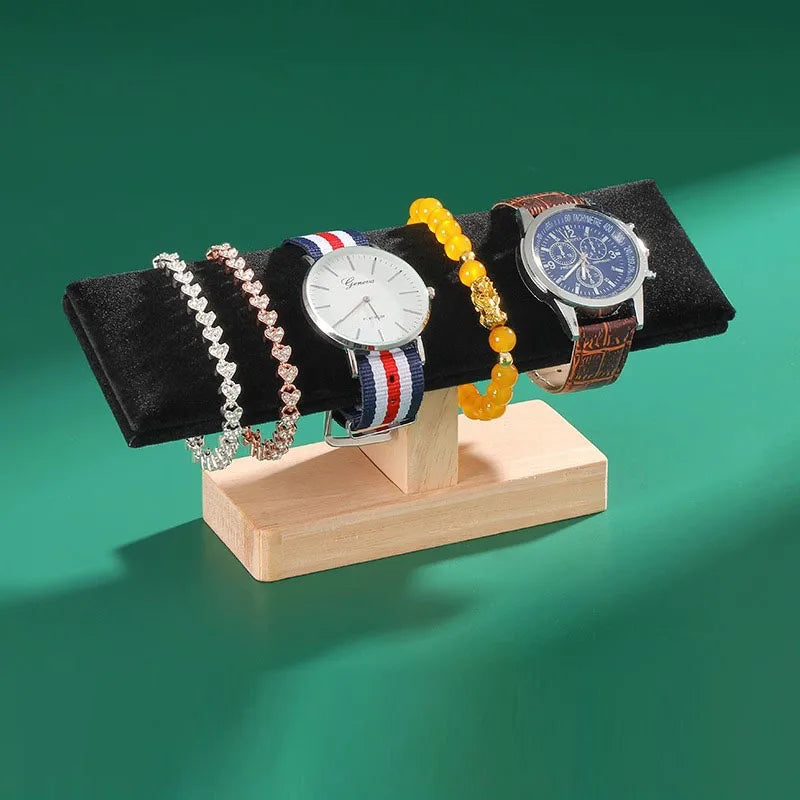 Wood T-Bar Watch Chain Bracelet Stand Bangle Necklace Storage Shelf