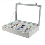 Wood/Velvet Case 12 Dividers Earring Watch Storage