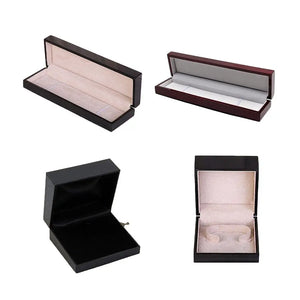 Wood Velvet Jewelry Storage Box Long Chain Watch Organizer