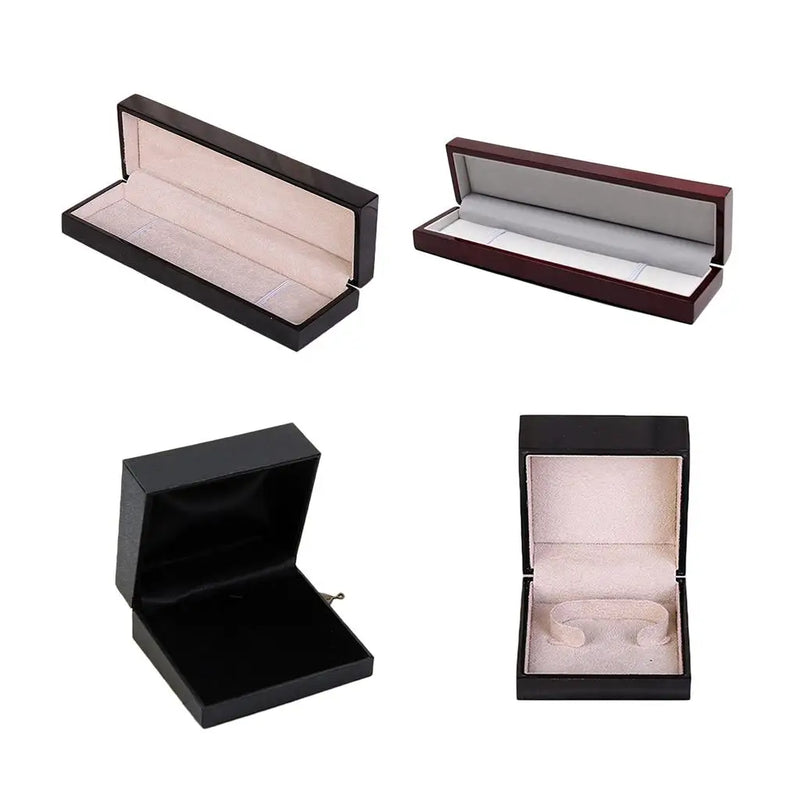 Wood Velvet Jewelry Storage Box Long Chain Watch Organizer