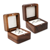 Wood Vintage Jewelry Wedding Ring Case Walnut